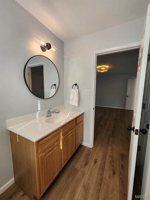 1604 Napoleon Dr, Bonne Terre, MO 63628 - bathroom featuring hardwood / wood-style floors and vanity