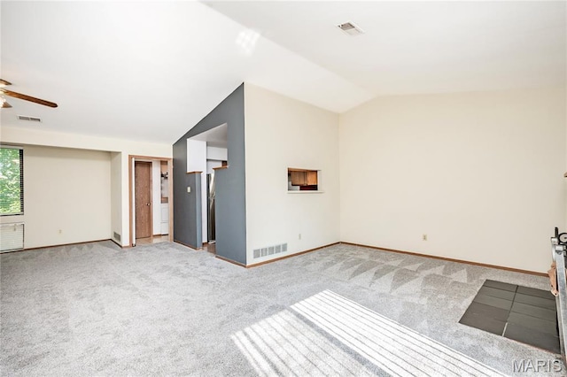 1756 Pineberry Ct, Creve Coeur Township, MO 63146 - unfurnished room featuring light colored carpet, vaulted ceiling, and ceiling fan
