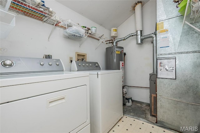 1756 Pineberry Ct, Creve Coeur Township, MO 63146 - washroom featuring separate washer and dryer, heating unit, and gas water heater