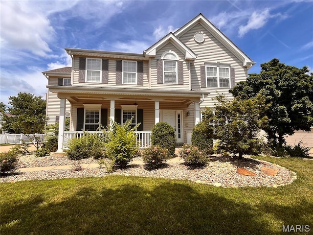 114 Cloverleaf Meadows Ct, Ofallon, MO 63366 - view of front facade featuring a porch and a front yard