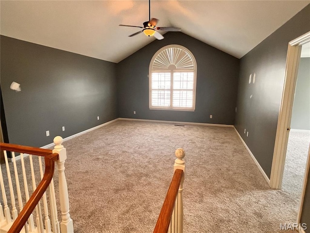 114 Cloverleaf Meadows Ct, Ofallon, MO 63366 - carpeted empty room with ceiling fan and lofted ceiling