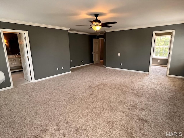 114 Cloverleaf Meadows Ct, Ofallon, MO 63366 - carpeted empty room with a ceiling fan and ornamental molding