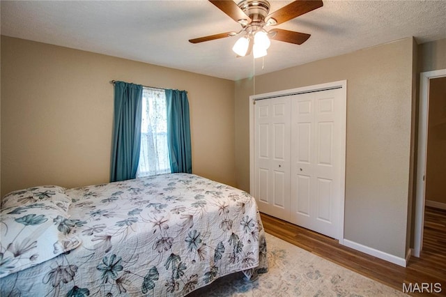 109 Hawbrook Pl, Jerseyville, IL 62052 - bedroom with wood finished floors, a closet, and ceiling fan