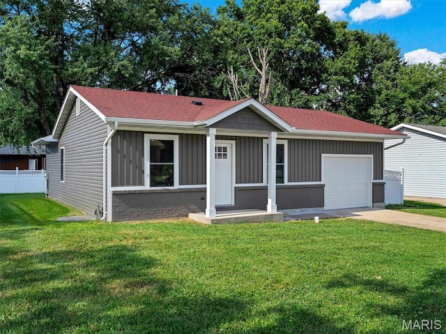 1505 Cypress Dr, Pacific, MO 63069 - view of front facade with board and batten siding, concrete driveway, and brick siding