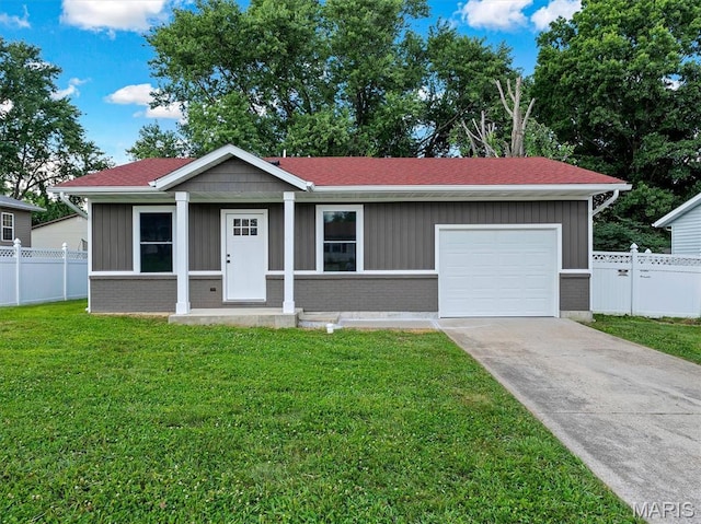 1505 Cypress Dr, Pacific, MO 63069 - single story home featuring an attached garage, concrete driveway, brick siding, and board and batten siding