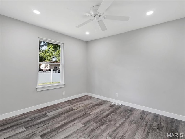 1505 Cypress Dr, Pacific, MO 63069 - unfurnished room featuring dark wood-type flooring, recessed lighting, and a ceiling fan