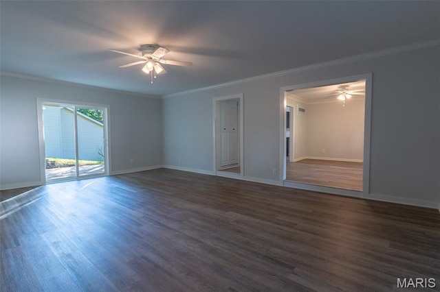 525 Oak Hill Dr, Lake St Louis, MO 63367 - spare room with a ceiling fan, wood finished floors, and ornamental molding