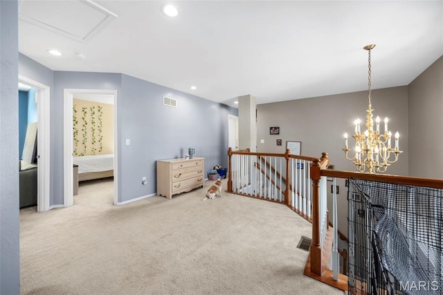 105 Royallmanor Ln, Ofallon, MO 63368 - hall featuring an upstairs landing, carpet flooring, and recessed lighting