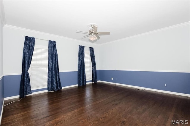 512 Overlook Terrace Ct, Eureka, MO 63025 - spare room with crown molding, wood finished floors, and a ceiling fan