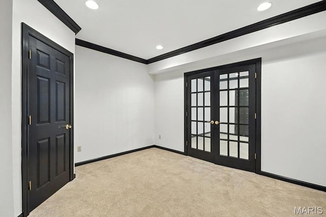 512 Overlook Terrace Ct, Eureka, MO 63025 - carpeted spare room with french doors, ornamental molding, and recessed lighting