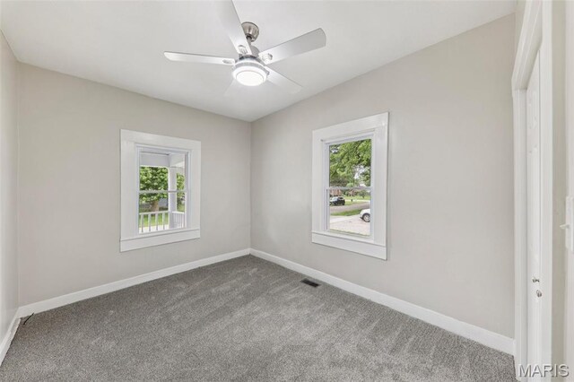 413 E Beach St, Litchfield, IL 62056 - unfurnished room featuring plenty of natural light, carpet, and ceiling fan
