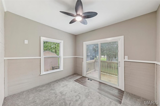 413 E Beach St, Litchfield, IL 62056 - unfurnished room with healthy amount of natural light, a ceiling fan, and carpet flooring