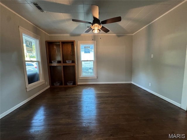 719 N 10th St, Poplar Bluff, MO 63901 - unfurnished room with hardwood / wood-style floors, plenty of natural light, crown molding, and a ceiling fan