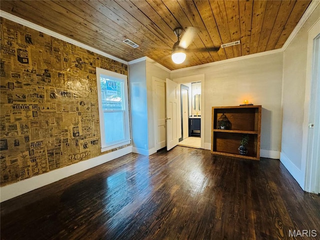 719 N 10th St, Poplar Bluff, MO 63901 - unfurnished room with wood ceiling, crown molding, and wood finished floors