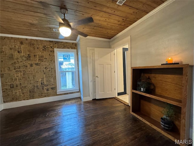 719 N 10th St, Poplar Bluff, MO 63901 - bonus room featuring wood ceiling, ceiling fan, and dark wood-type flooring