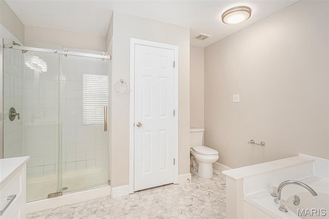 1016 Scenic Oaks Ct, Imperial, MO 63052 - bathroom with a shower stall, a garden tub, tile patterned flooring, and vanity