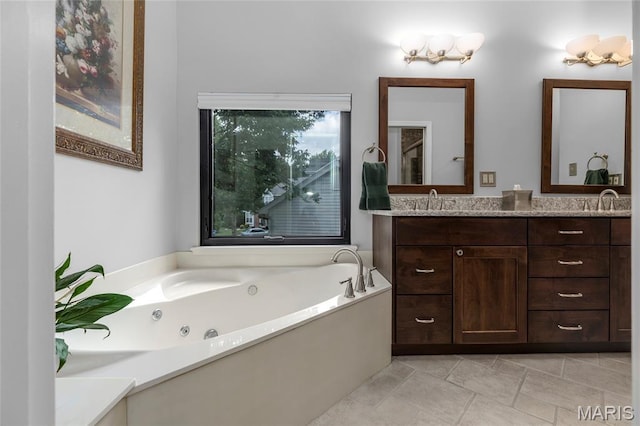 2260 Crimson View Dr, Wildwood, MO 63011 - bathroom with double vanity and a whirlpool tub
