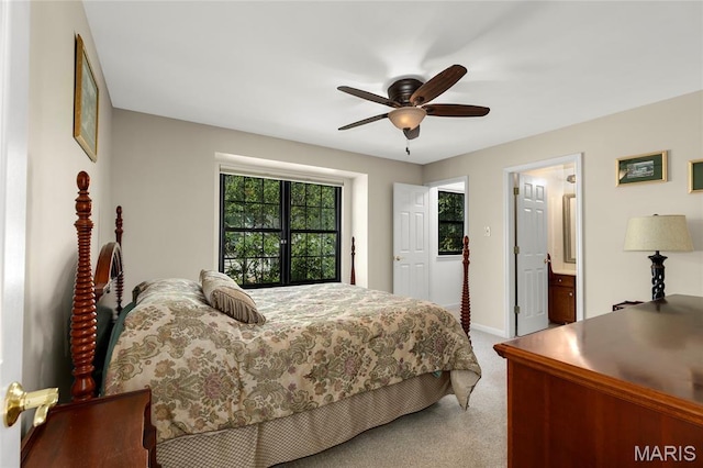 2260 Crimson View Dr, Wildwood, MO 63011 - bedroom featuring carpet flooring, a ceiling fan, and ensuite bathroom