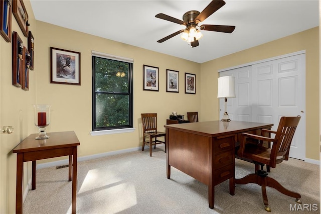 2260 Crimson View Dr, Wildwood, MO 63011 - office area featuring ceiling fan and light colored carpet
