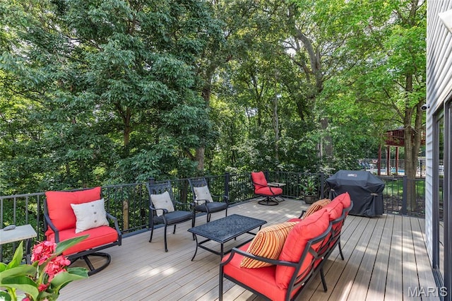 2260 Crimson View Dr, Wildwood, MO 63011 - wooden terrace featuring a grill