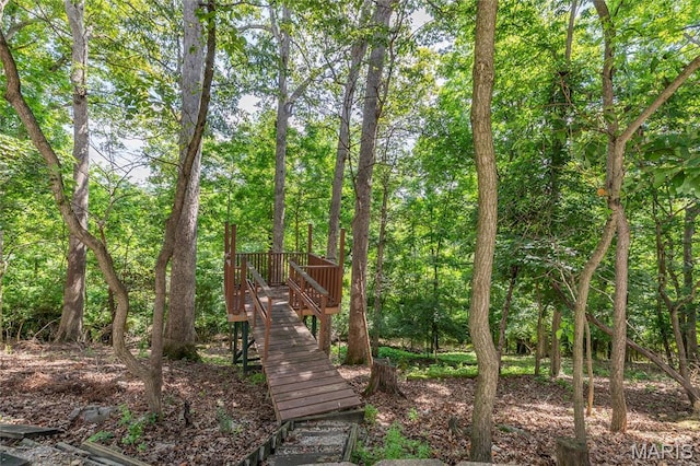 2260 Crimson View Dr, Wildwood, MO 63011 - view of yard with a wooden deck and stairs