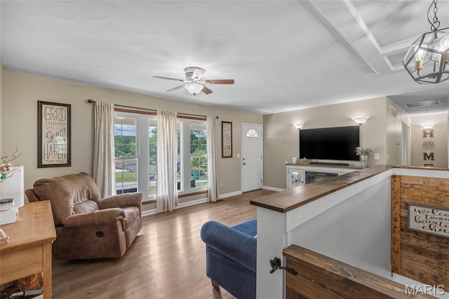 1117 Nelda Dr, Imperial, MO 63052 - living room with a ceiling fan and wood finished floors
