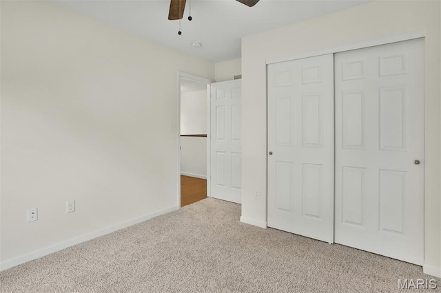2904 Sierra View Ct, Imperial, MO 63052 - unfurnished bedroom featuring carpet floors, a closet, and ceiling fan