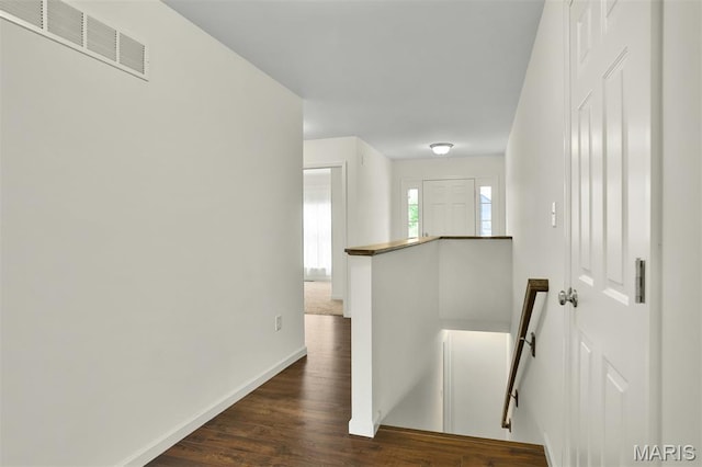 2904 Sierra View Ct, Imperial, MO 63052 - hall featuring an upstairs landing and dark wood-style flooring