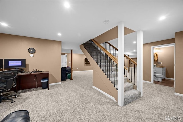 1211 Conrad Ln, Ofallon, IL 62269 - carpeted office space featuring baseboards and recessed lighting