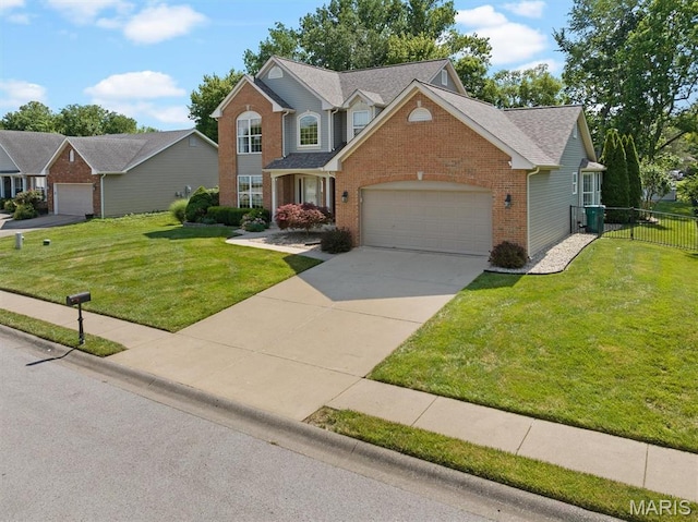 1211 Conrad Ln, Ofallon, IL 62269 - traditional-style house with brick siding, an attached garage, driveway, and roof with shingles