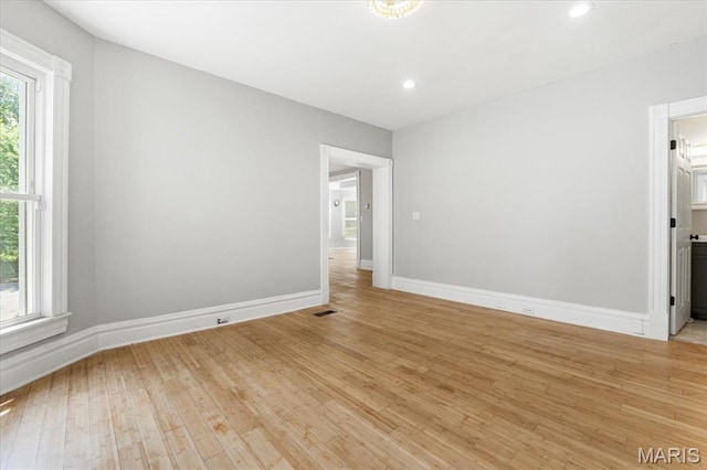 5829 Bartmer Ave, Saint Louis, MO 63112 - unfurnished room with light wood-style flooring and recessed lighting