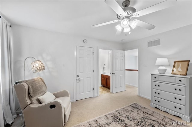 1412 Heritage Valley Dr, High Ridge, MO 63049 - sitting room with light colored carpet and ceiling fan