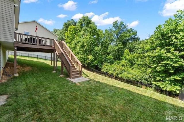 1412 Heritage Valley Dr, High Ridge, MO 63049 - fenced backyard featuring stairway and a deck