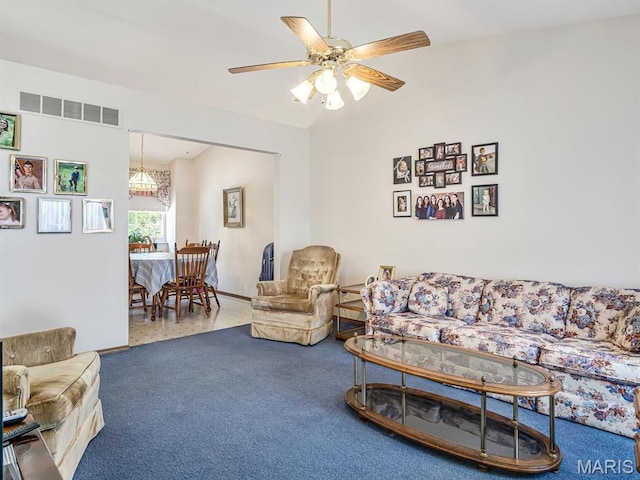 1 Wild Horse Ct, Troy, IL 62294 - carpeted living room featuring ceiling fan and baseboards