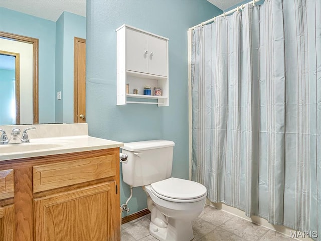 1 Wild Horse Ct, Troy, IL 62294 - bathroom featuring vanity, a shower with curtain, tile patterned flooring, and a textured ceiling