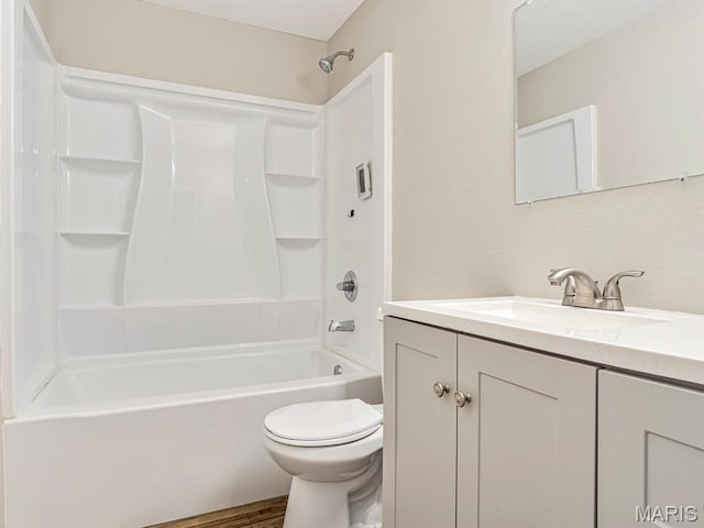 628 E Chain Of Rocks Rd, Granite City, IL 62040 - full bathroom with vanity, shower / bath combination, and wood finished floors