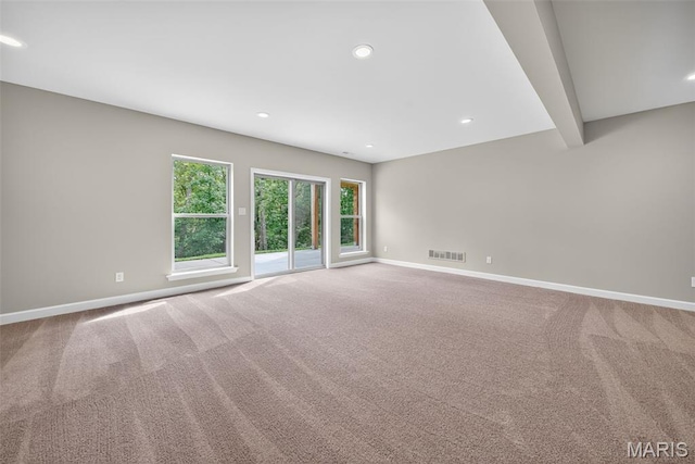 212 Terradel Trl, Foristell, MO 63348 - carpeted empty room with recessed lighting and beam ceiling