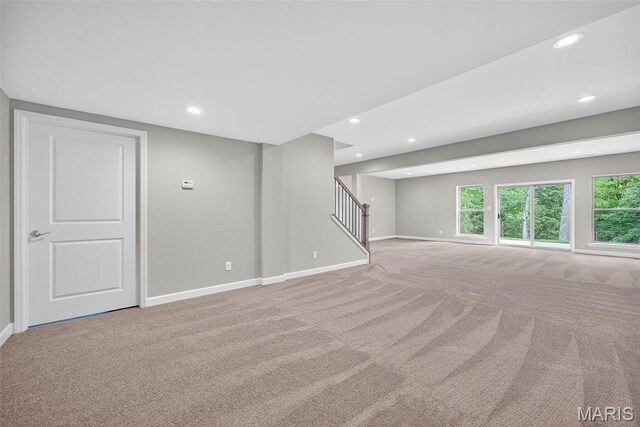212 Terradel Trl, Foristell, MO 63348 - carpeted spare room featuring stairs and recessed lighting
