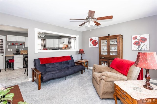 314 Weber Dr, Eureka, MO 63025 - living room featuring ceiling fan and light carpet