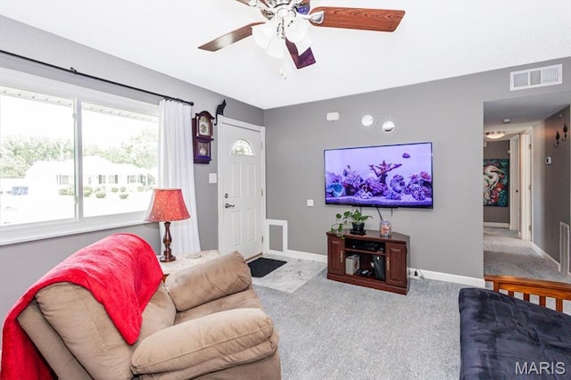 314 Weber Dr, Eureka, MO 63025 - living room with ceiling fan and carpet