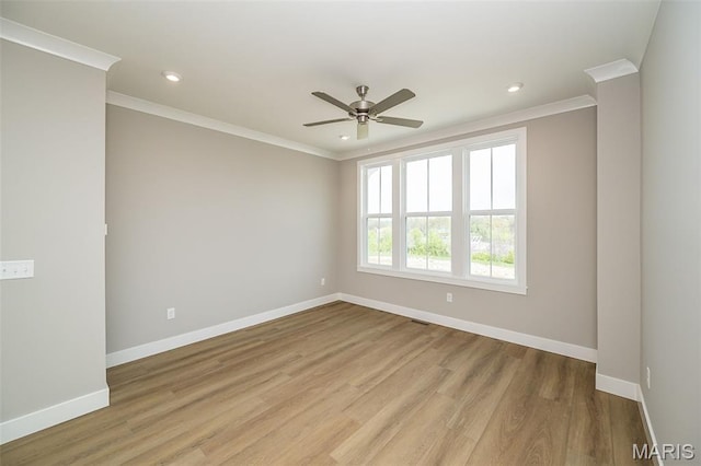 8915 E Gateway Hts Unit 94-803, Richmond Heights, MO 63144 - unfurnished room featuring ornamental molding, a ceiling fan, wood finished floors, and recessed lighting