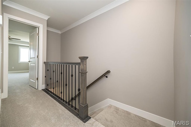 8915 E Gateway Hts Unit 94-803, Richmond Heights, MO 63144 - stairway with ornamental molding and carpet flooring