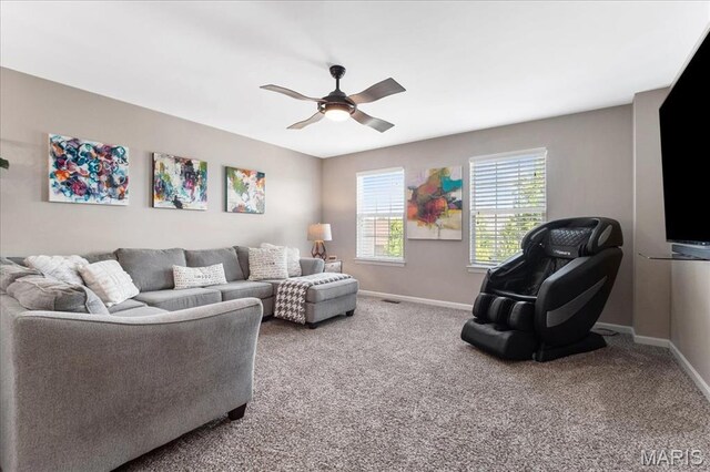 2385 Chemin Ave, Saint Charles, MO 63301 - living room with a ceiling fan and carpet