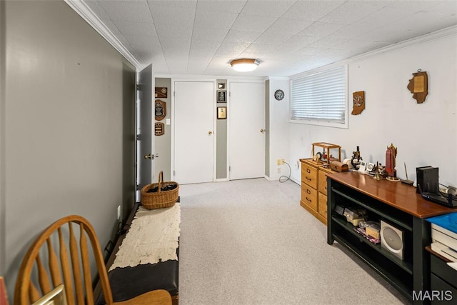3200 Ridgeway Ave, Godfrey, IL 62035 - living area featuring ornamental molding and carpet flooring
