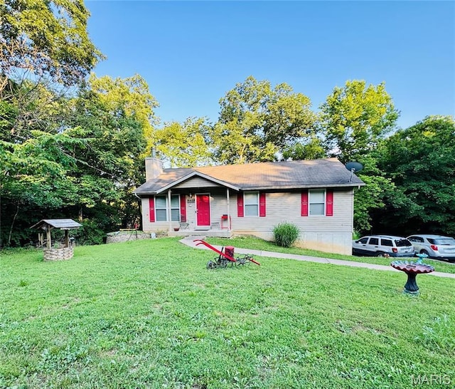 176 Briarwood Ter, De Soto, MO 63020 - ranch-style house with a front lawn and a chimney
