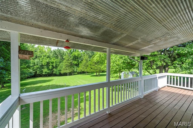 5265 Country Club Rd, Washington, MO 63090 - wooden deck with a lawn and view of scattered trees