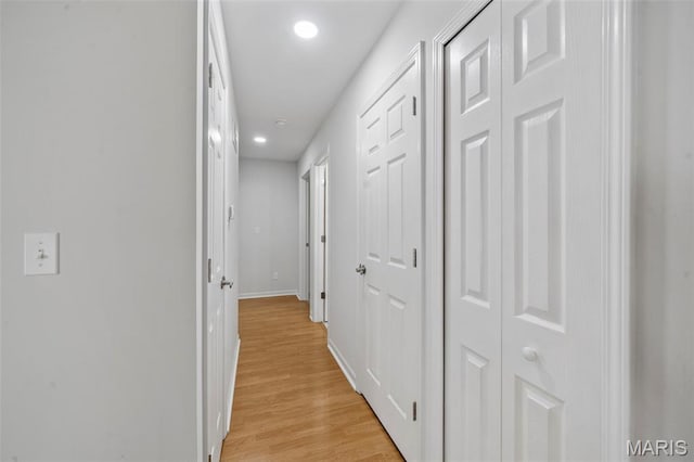 5265 Country Club Rd, Washington, MO 63090 - hallway with light wood-type flooring and recessed lighting