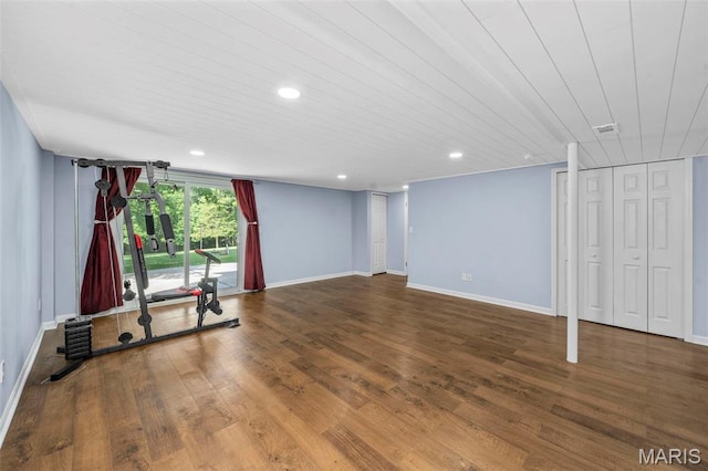 5265 Country Club Rd, Washington, MO 63090 - exercise room with recessed lighting and wood finished floors