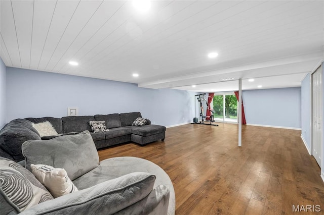 5265 Country Club Rd, Washington, MO 63090 - living room featuring wood finished floors and recessed lighting