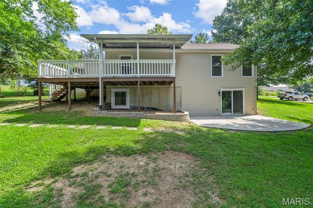 5265 Country Club Rd, Washington, MO 63090 - back of house featuring a deck, stairs, a yard, and a patio